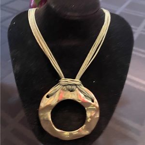 Chicos Statement necklace. Green and Gold.